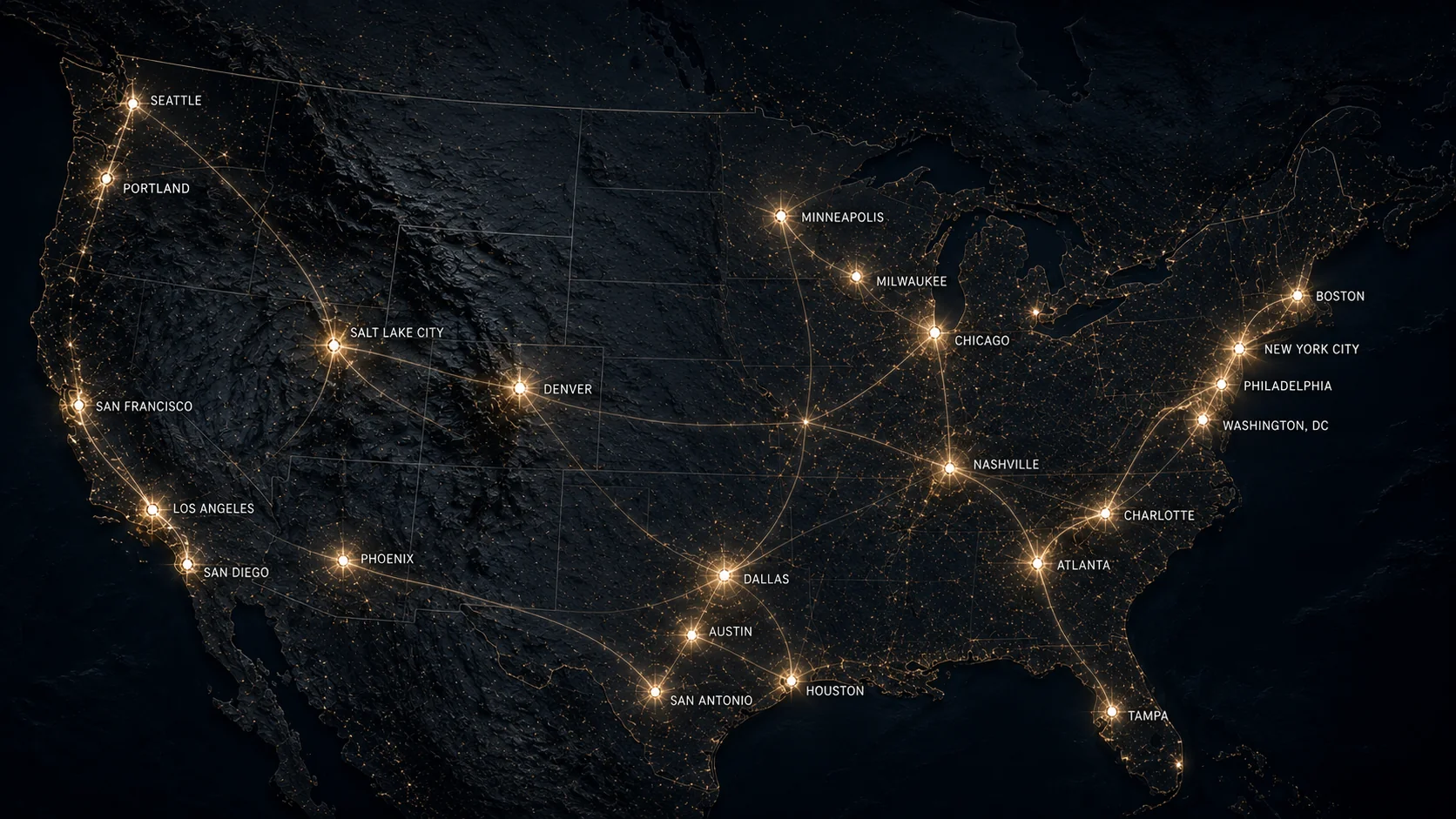 Map of opportunity corridor sites across the United States